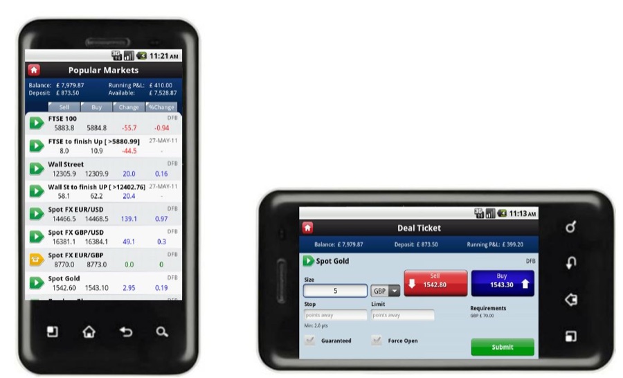 The IG Index Android app.