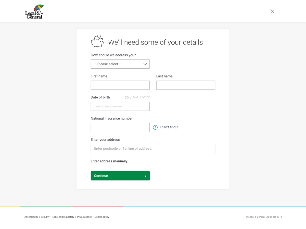 The final Personal Pension design on desktop.