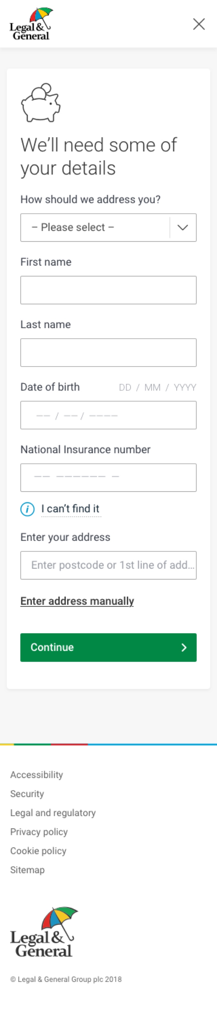 The final Personal Pension design on mobile.