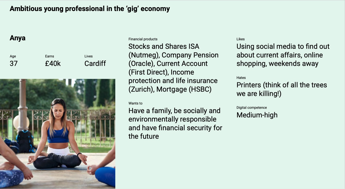 The customer persona for the L&G Personal Pension product.