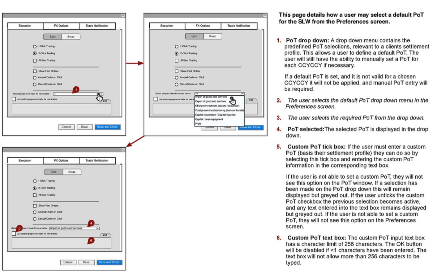 FX platform user preferences design, view one.